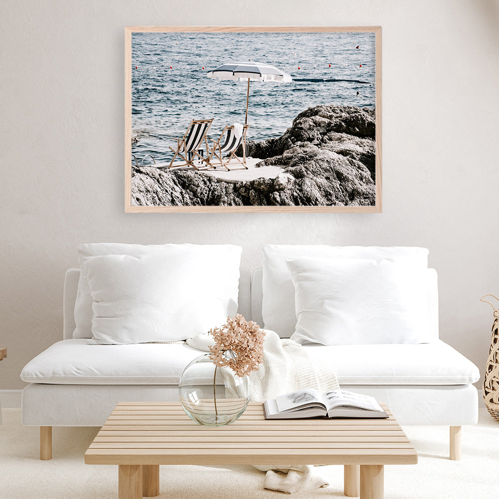 Shop Fontelina Chairs V Photo Art Print a coastal themed photography wall art print from The Print Emporium wall artwork collection - Buy Australian made fine art poster and framed prints for the home and your interior decor, TPE-1048-AP