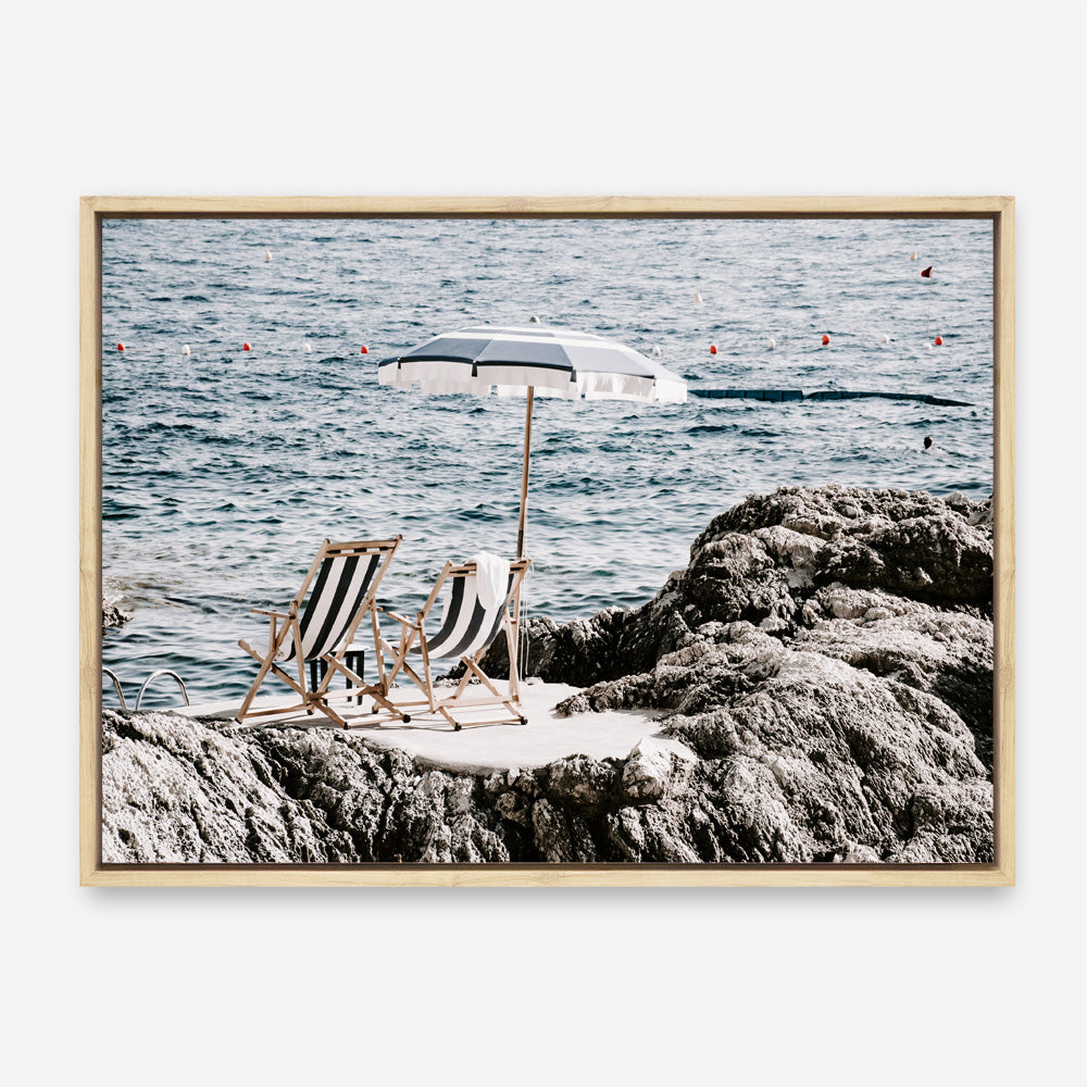 Shop Fontelina Chairs V Photo Canvas Print a coastal themed photography framed stretched canvas print from The Print Emporium wall artwork collection - Buy Australian made prints for the home and your interior decor space, TPE-1048-CA-35X46-NF