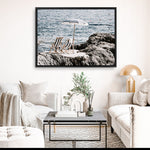 Shop Fontelina Chairs V Photo Canvas Print a coastal themed photography framed stretched canvas print from The Print Emporium wall artwork collection - Buy Australian made prints for the home and your interior decor space, TPE-1048-CA-35X46-NF