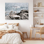 Shop Fontelina Chairs V Photo Canvas Print a coastal themed photography framed stretched canvas print from The Print Emporium wall artwork collection - Buy Australian made prints for the home and your interior decor space, TPE-1048-CA-35X46-NF
