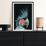 Shop Frankie The Palm Cockatoo Art Print a painted bird themed wall art print from The Print Emporium wall artwork collection - Buy Australian made fine art painting style poster and framed prints for the home and your interior decor room, TPE-217-AP