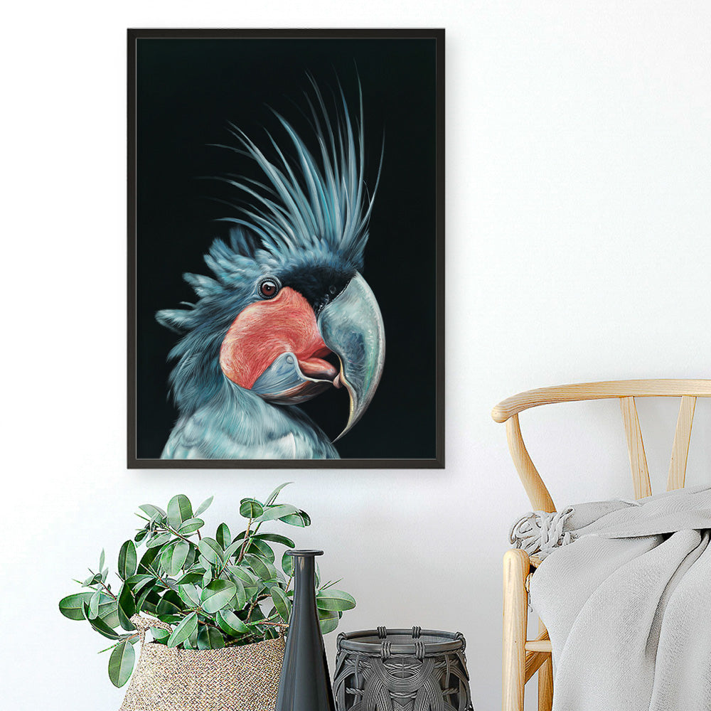 Shop Frankie The Palm Cockatoo Art Print a painted bird themed wall art print from The Print Emporium wall artwork collection - Buy Australian made fine art painting style poster and framed prints for the home and your interior decor room, TPE-217-AP