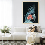 Shop Frankie The Palm Cockatoo Canvas Print a painted bird themed framed canvas wall art print from The Print Emporium artwork collection - Buy Australian made fine art painting style stretched canvas prints for the home and your interior decor space, TPE-217-CA-35X46-NF