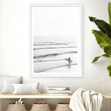 Shop Going Surfing B&W Photo Art Print a coastal themed photography wall art print from The Print Emporium wall artwork collection - Buy Australian made fine art poster and framed prints for the home and your interior decor, TPE-1159-AP