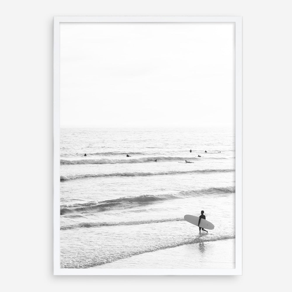 Shop Going Surfing B&W Photo Art Print a coastal themed photography wall art print from The Print Emporium wall artwork collection - Buy Australian made fine art poster and framed prints for the home and your interior decor, TPE-1159-AP