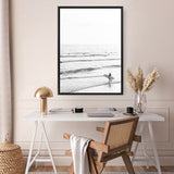 Shop Going Surfing B&W Photo Canvas Print a coastal themed photography framed stretched canvas print from The Print Emporium wall artwork collection - Buy Australian made prints for the home and your interior decor space, TPE-1159-CA-35X46-NF