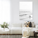 Shop Going Surfing B&W Photo Canvas Print a coastal themed photography framed stretched canvas print from The Print Emporium wall artwork collection - Buy Australian made prints for the home and your interior decor space, TPE-1159-CA-35X46-NF