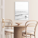 Shop Going Surfing B&W Photo Canvas Print a coastal themed photography framed stretched canvas print from The Print Emporium wall artwork collection - Buy Australian made prints for the home and your interior decor space, TPE-1159-CA-35X46-NF