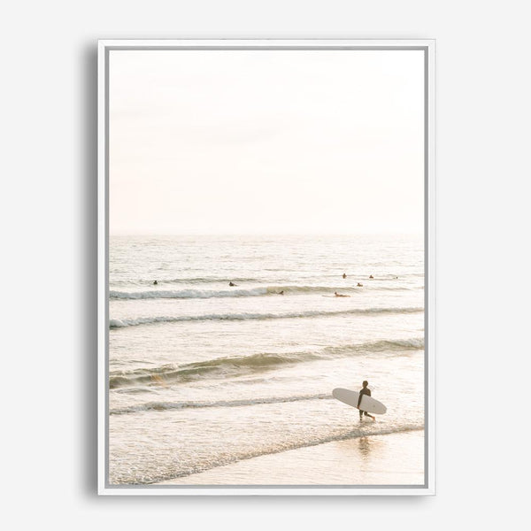 Shop Going Surfing Photo Canvas Print a coastal themed photography framed stretched canvas print from The Print Emporium wall artwork collection - Buy Australian made prints for the home and your interior decor space, TPE-1158-CA-35X46-NF