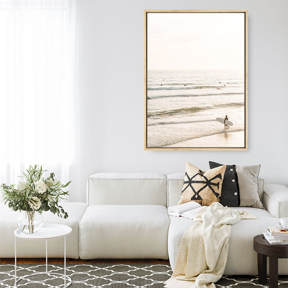 Shop Going Surfing Photo Canvas Print a coastal themed photography framed stretched canvas print from The Print Emporium wall artwork collection - Buy Australian made prints for the home and your interior decor space, TPE-1158-CA-35X46-NF