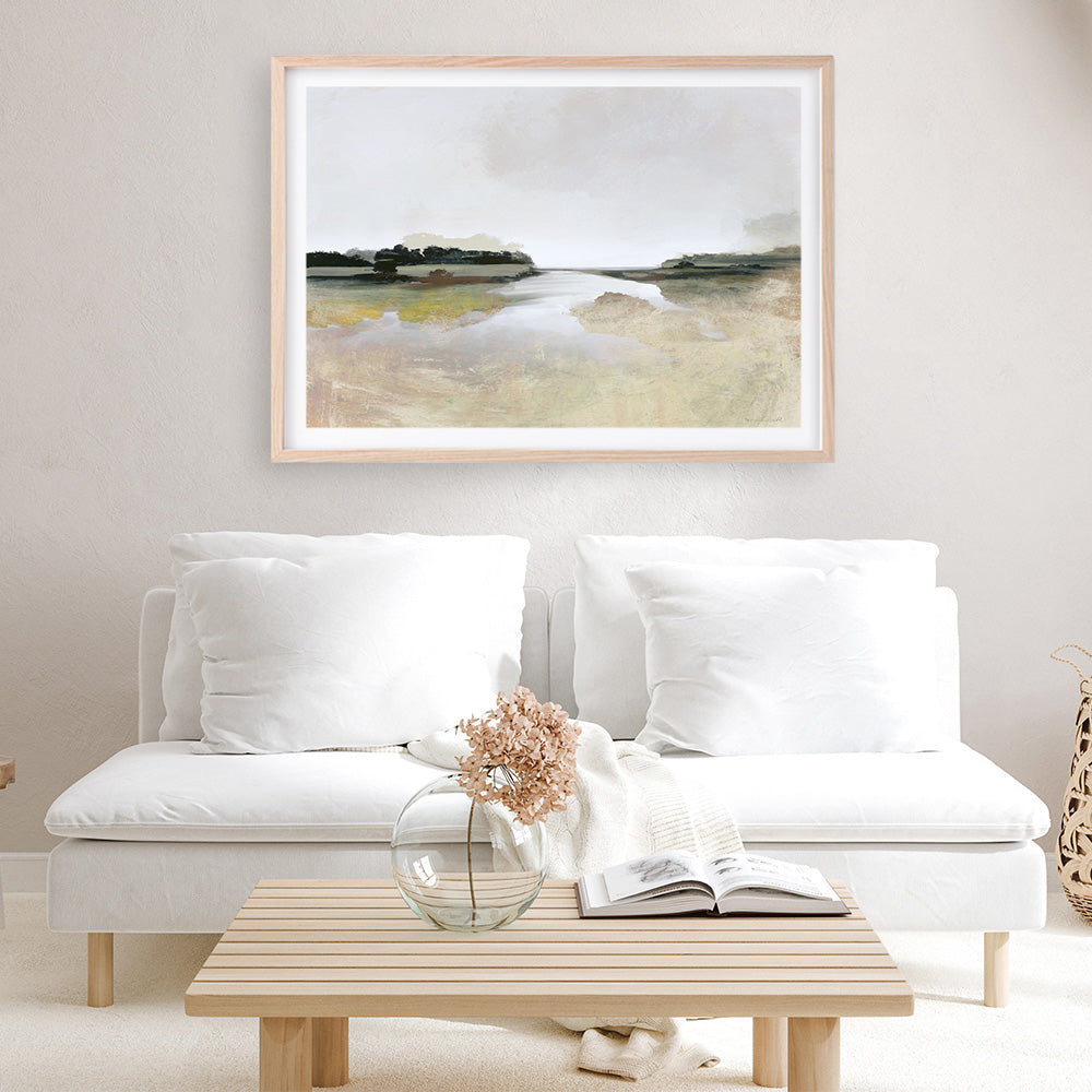Shop Gold Lake View Art Print a painted abstract themed wall art print from The Print Emporium wall artwork collection - Buy Australian made fine art painting style poster and framed prints for the home and your interior decor room, TPE-DH-352-AP