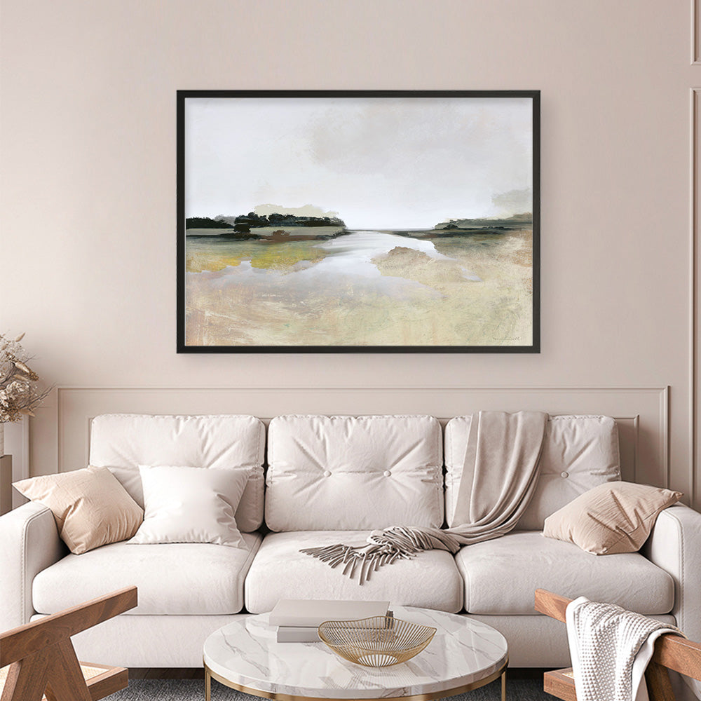 Shop Gold Lake View Art Print a painted abstract themed wall art print from The Print Emporium wall artwork collection - Buy Australian made fine art painting style poster and framed prints for the home and your interior decor room, TPE-DH-352-AP