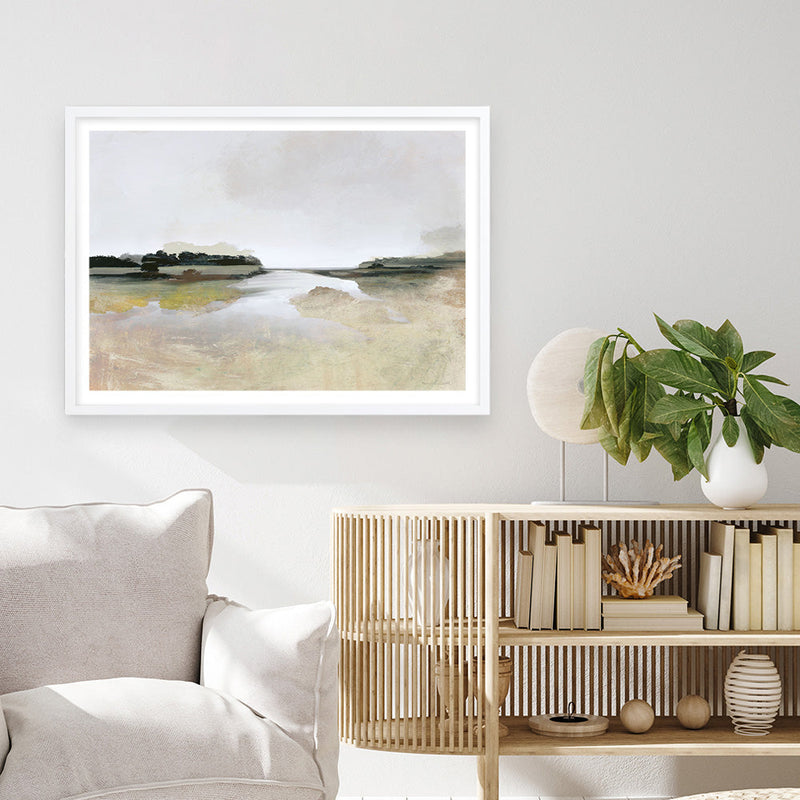 Shop Gold Lake View Art Print a painted abstract themed wall art print from The Print Emporium wall artwork collection - Buy Australian made fine art painting style poster and framed prints for the home and your interior decor room, TPE-DH-352-AP