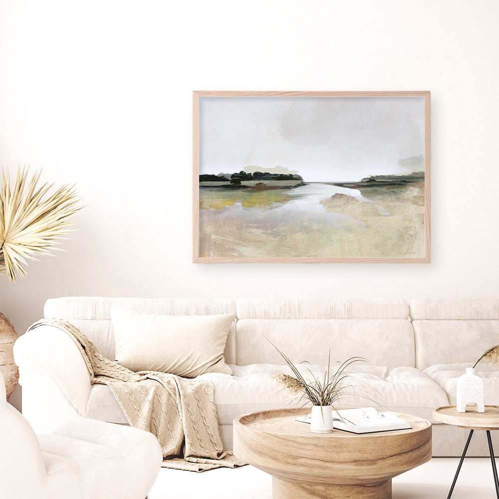 Shop Gold Lake View Art Print a painted abstract themed wall art print from The Print Emporium wall artwork collection - Buy Australian made fine art painting style poster and framed prints for the home and your interior decor room, TPE-DH-352-AP