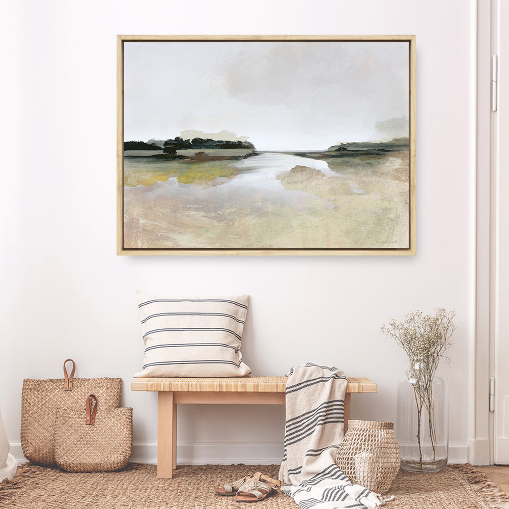Shop Gold Lake View Canvas Print a painted abstract themed framed canvas wall art print from The Print Emporium artwork collection - Buy Australian made fine art painting style stretched canvas prints for the home and your interior decor space, TPE-DH-352-CA-35X46-NF