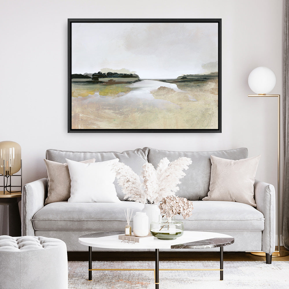Shop Gold Lake View Canvas Print a painted abstract themed framed canvas wall art print from The Print Emporium artwork collection - Buy Australian made fine art painting style stretched canvas prints for the home and your interior decor space, TPE-DH-352-CA-35X46-NF