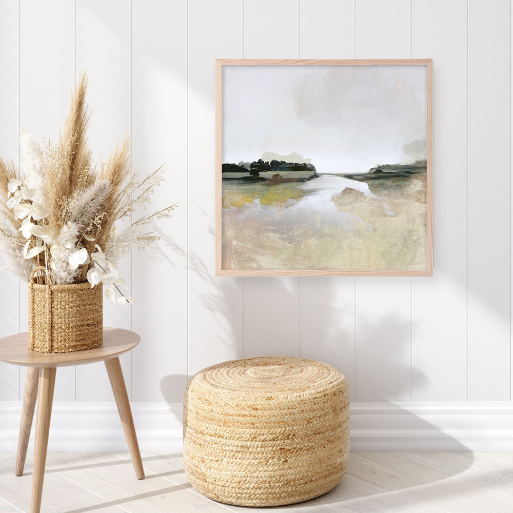 Shop Gold Lake View (Square) Art Print a painted abstract themed wall art print from The Print Emporium wall artwork collection - Buy Australian made fine art painting style poster and framed prints for the home and your interior decor room, TPE-DH-161-AP
