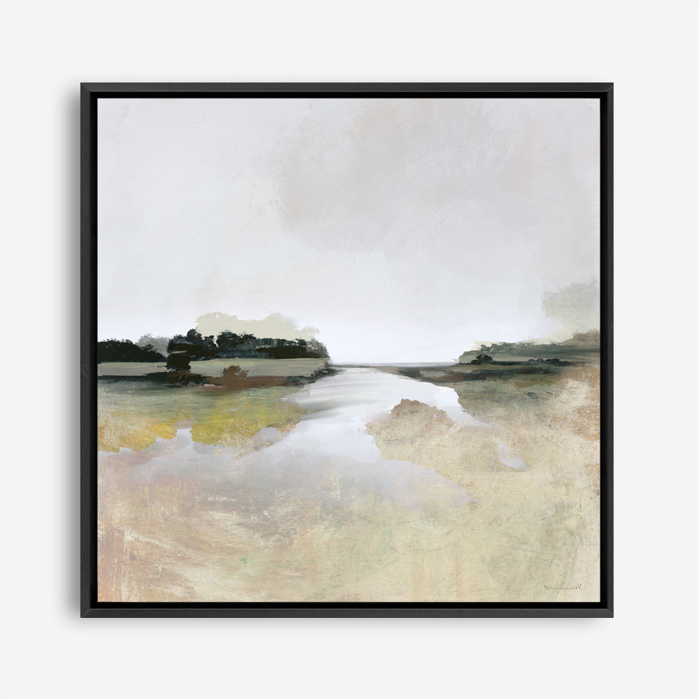 Shop Gold Lake View (Square) Canvas Print a painted abstract themed framed canvas wall art print from The Print Emporium artwork collection - Buy Australian made fine art painting style stretched canvas prints for the home and your interior decor space, TPE-DH-161-CA-40X40-NF