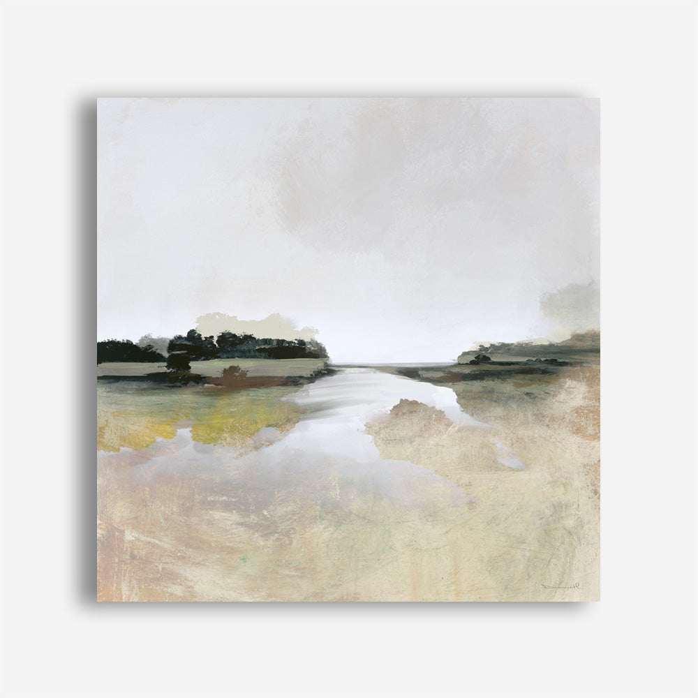 Shop Gold Lake View (Square) Canvas Print a painted abstract themed framed canvas wall art print from The Print Emporium artwork collection - Buy Australian made fine art painting style stretched canvas prints for the home and your interior decor space, TPE-DH-161-CA-40X40-NF