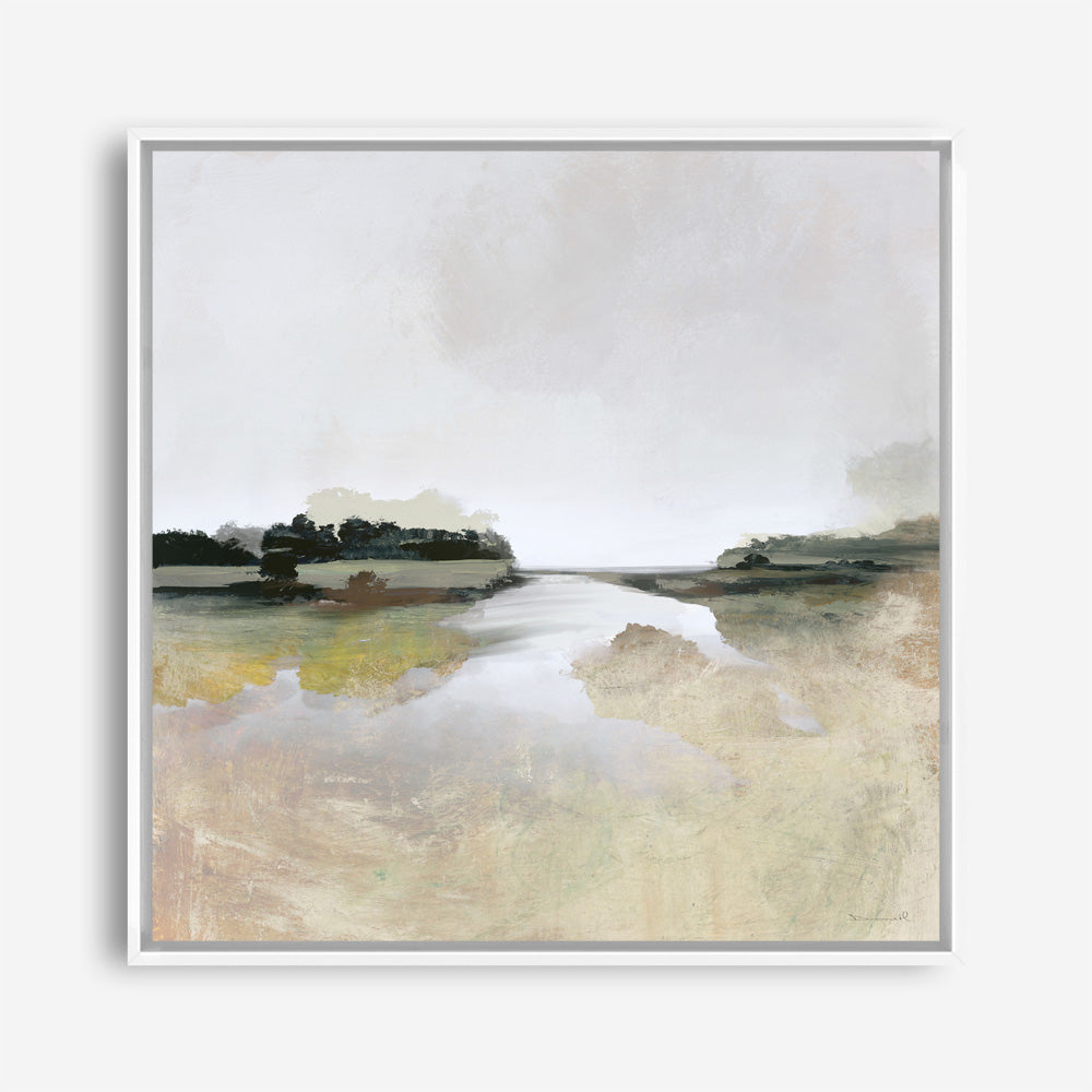 Shop Gold Lake View (Square) Canvas Print a painted abstract themed framed canvas wall art print from The Print Emporium artwork collection - Buy Australian made fine art painting style stretched canvas prints for the home and your interior decor space, TPE-DH-161-CA-40X40-NF