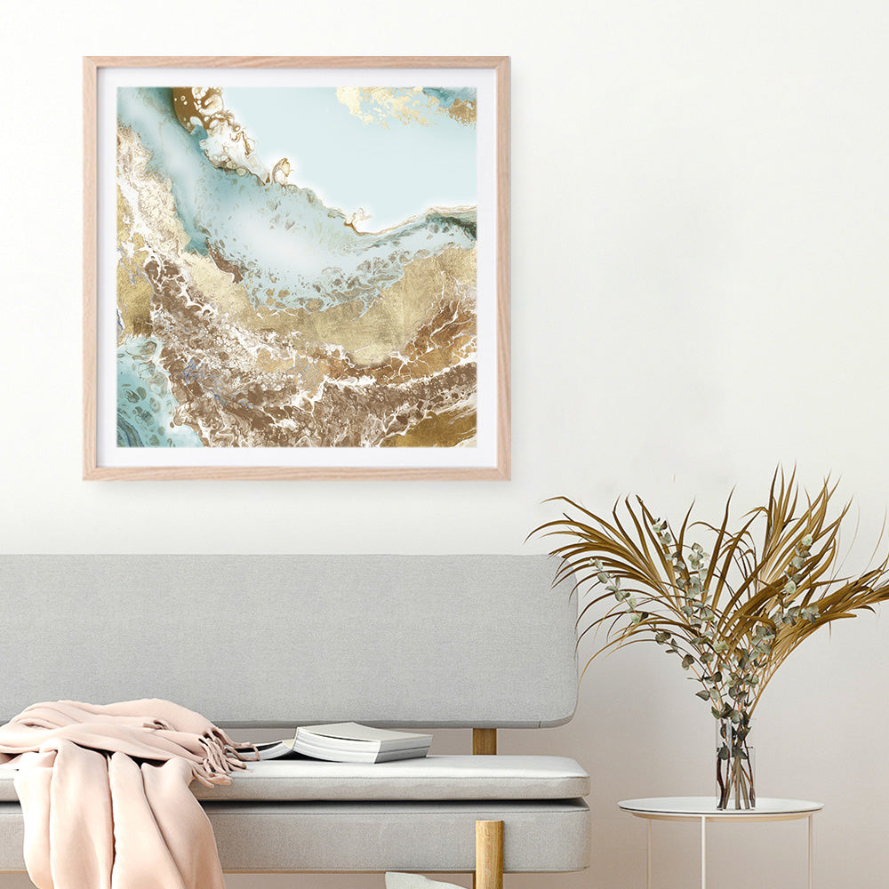 Shop Golden Chasm (Square) Art Print a painted abstract themed wall art print from The Print Emporium wall artwork collection - Buy Australian made fine art painting style poster and framed prints for the home and your interior decor room, TPE-PC-BC036-AP