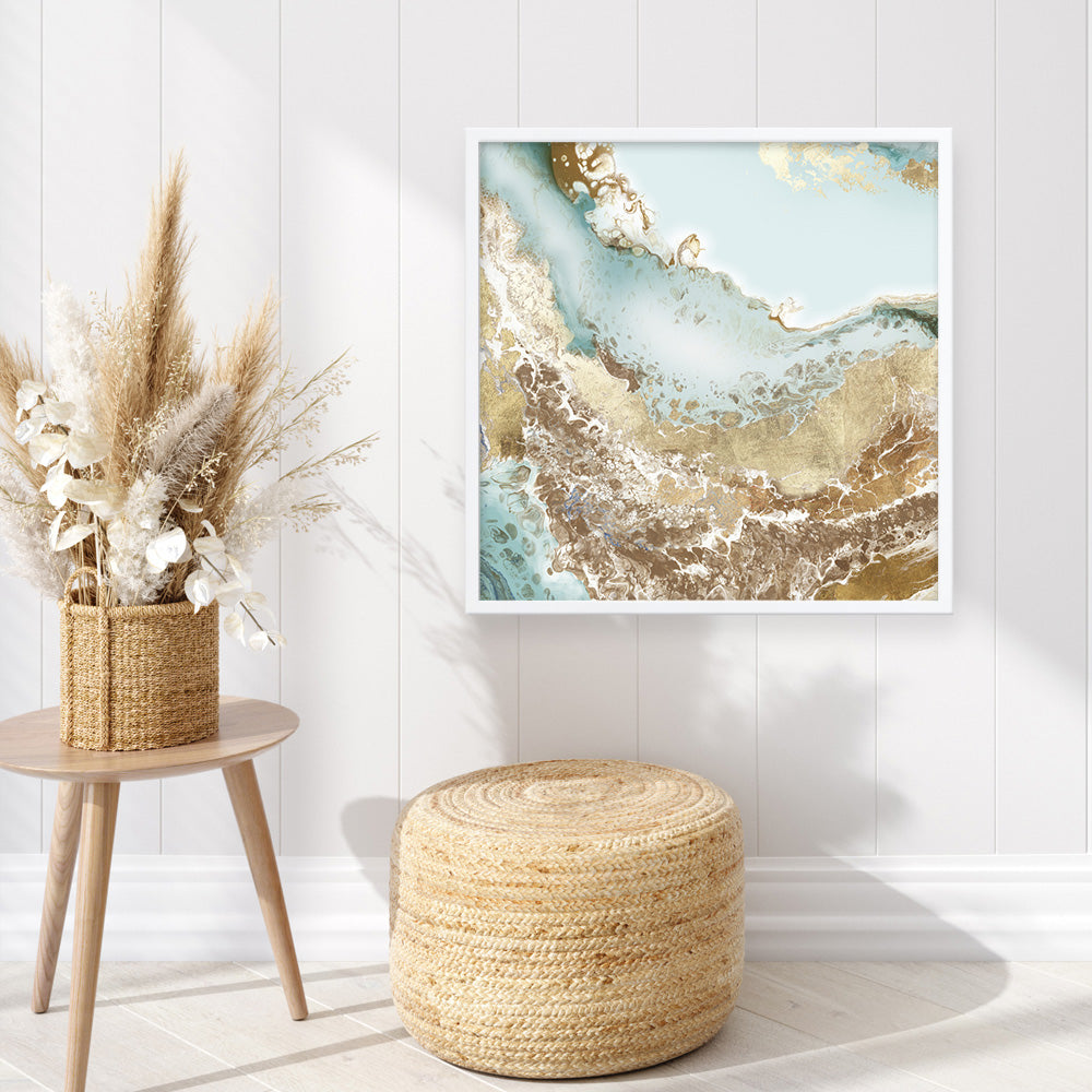 Shop Golden Chasm (Square) Art Print a painted abstract themed wall art print from The Print Emporium wall artwork collection - Buy Australian made fine art painting style poster and framed prints for the home and your interior decor room, TPE-PC-BC036-AP