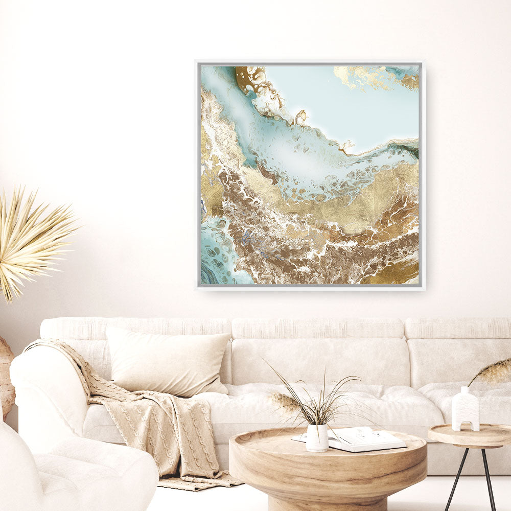 Shop Golden Chasm (Square) Canvas Print a painted abstract themed framed canvas wall art print from The Print Emporium artwork collection - Buy Australian made fine art painting style stretched canvas prints for the home and your interior decor space, TPE-PC-BC036-CA-40X40-NF