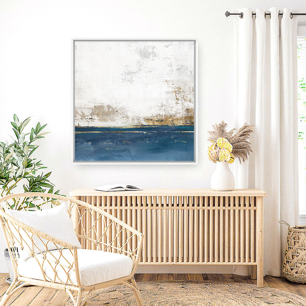 Shop Golden Horizon I (Square) Canvas Print a painted abstract themed framed canvas wall art print from The Print Emporium artwork collection - Buy Australian made fine art painting style stretched canvas prints for the home and your interior decor space, TPE-PC-PI508-CA-40X40-NF