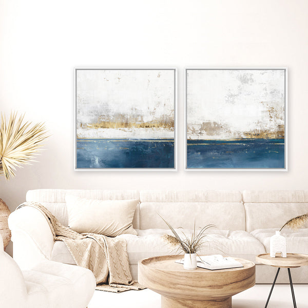 Shop Golden Horizon I (Square) Canvas Print a painted abstract themed framed canvas wall art print from The Print Emporium artwork collection - Buy Australian made fine art painting style stretched canvas prints for the home and your interior decor space, TPE-PC-PI508-CA-40X40-NF