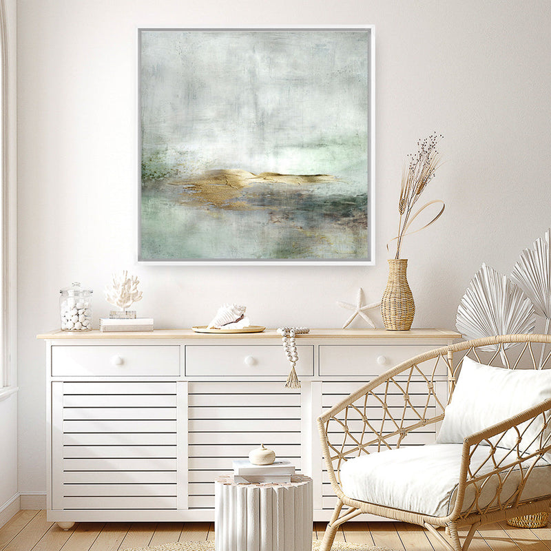 Shop Golden Horizon (Square) Canvas Print a painted abstract themed framed canvas wall art print from The Print Emporium artwork collection - Buy Australian made fine art painting style stretched canvas prints for the home and your interior decor space, TPE-DH-162-CA-40X40-NF