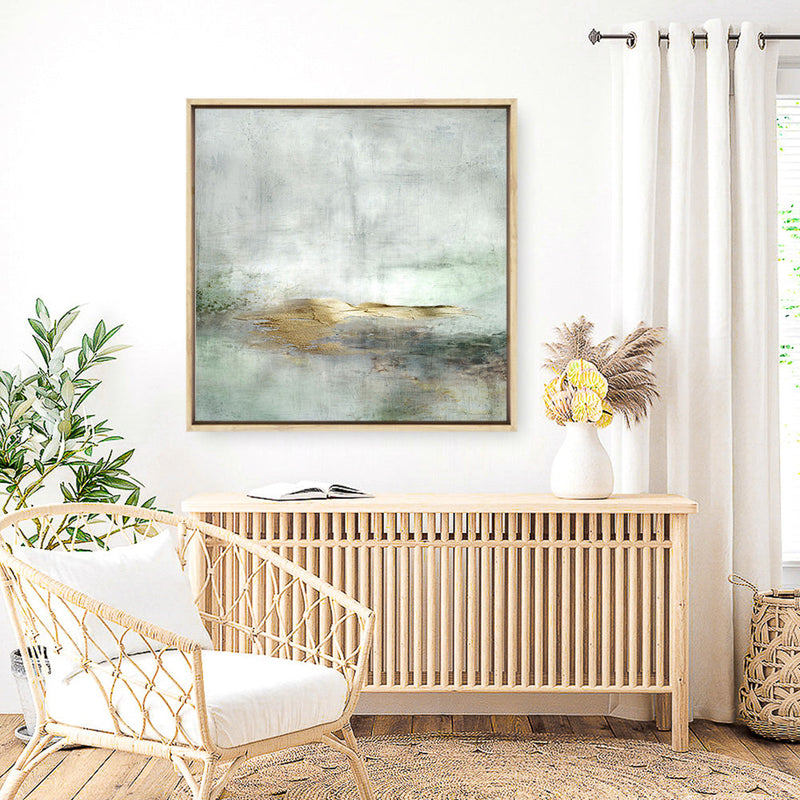 Shop Golden Horizon (Square) Canvas Print a painted abstract themed framed canvas wall art print from The Print Emporium artwork collection - Buy Australian made fine art painting style stretched canvas prints for the home and your interior decor space, TPE-DH-162-CA-40X40-NF