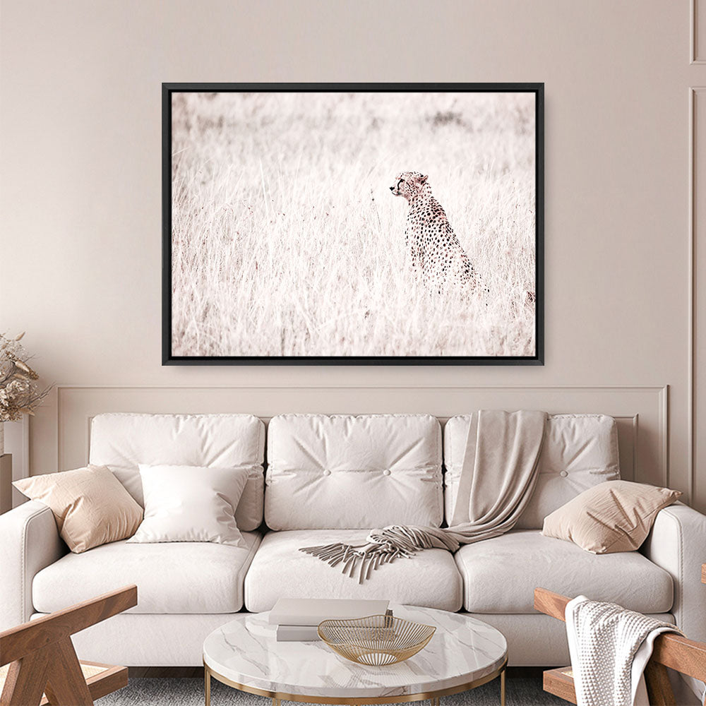Shop Grazing Cheetah Photo Canvas Print a photography framed stretched canvas print from The Print Emporium wall artwork collection - Buy Australian made prints for the home and your interior decor space, TPE-881-CA-35X46-NF