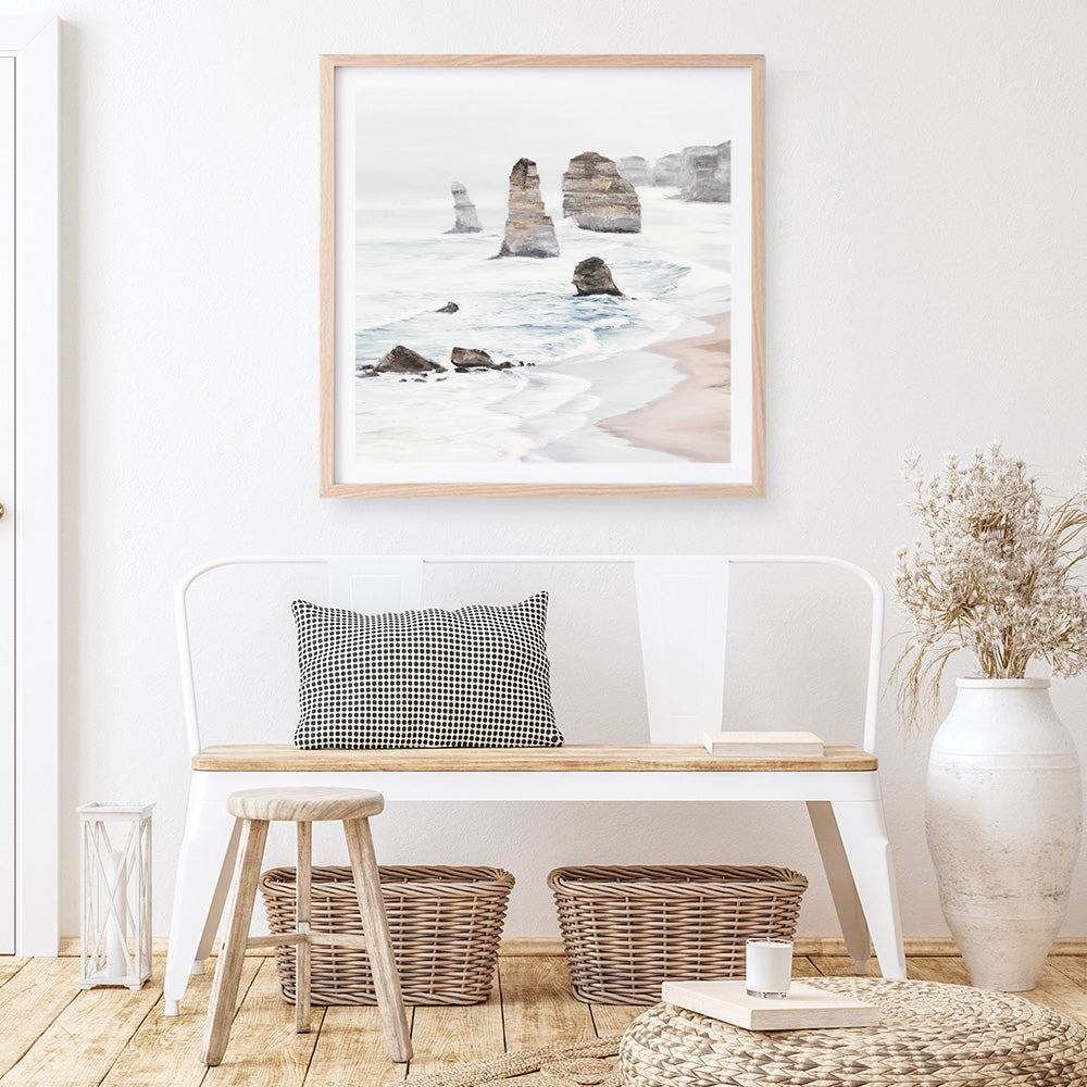 Shop Great Ocean Road I (Square) Art Print a coastal themed painted wall art print from The Print Emporium wall artwork collection - Buy Australian made fine art painting style poster and framed prints for the home and your interior decor room, TPE-948-AP