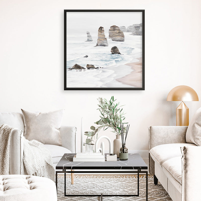 Shop Great Ocean Road I (Square) Art Print a coastal themed painted wall art print from The Print Emporium wall artwork collection - Buy Australian made fine art painting style poster and framed prints for the home and your interior decor room, TPE-948-AP