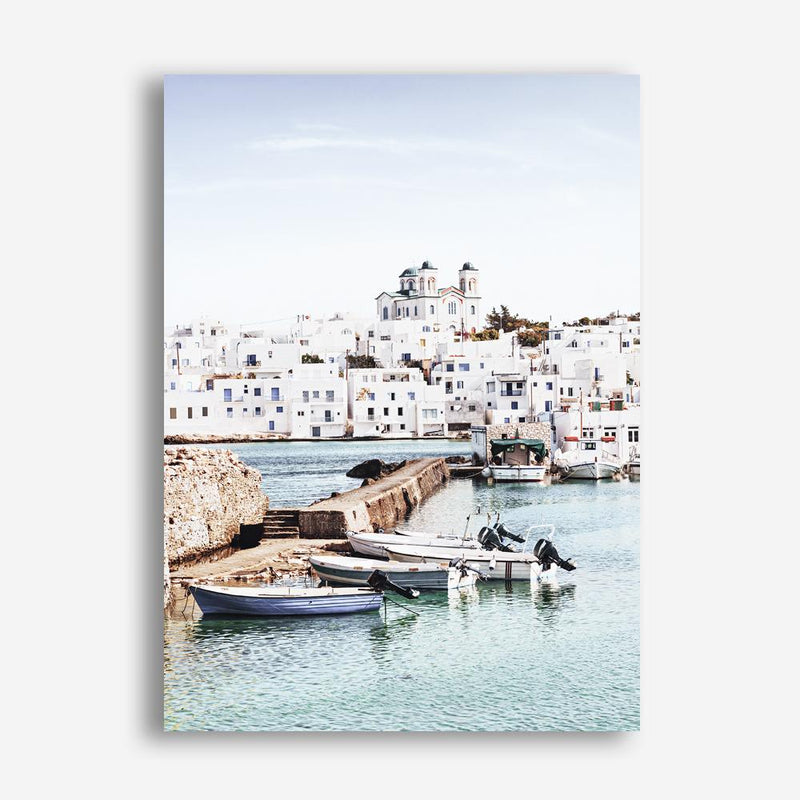 Shop Grecian Port I Photo Canvas Print a coastal themed photography framed stretched canvas print from The Print Emporium wall artwork collection - Buy Australian made prints for the home and your interior decor space, TPE-1198-CA-35X46-NF
