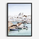 Shop Grecian Port I Photo Canvas Print a coastal themed photography framed stretched canvas print from The Print Emporium wall artwork collection - Buy Australian made prints for the home and your interior decor space, TPE-1198-CA-35X46-NF