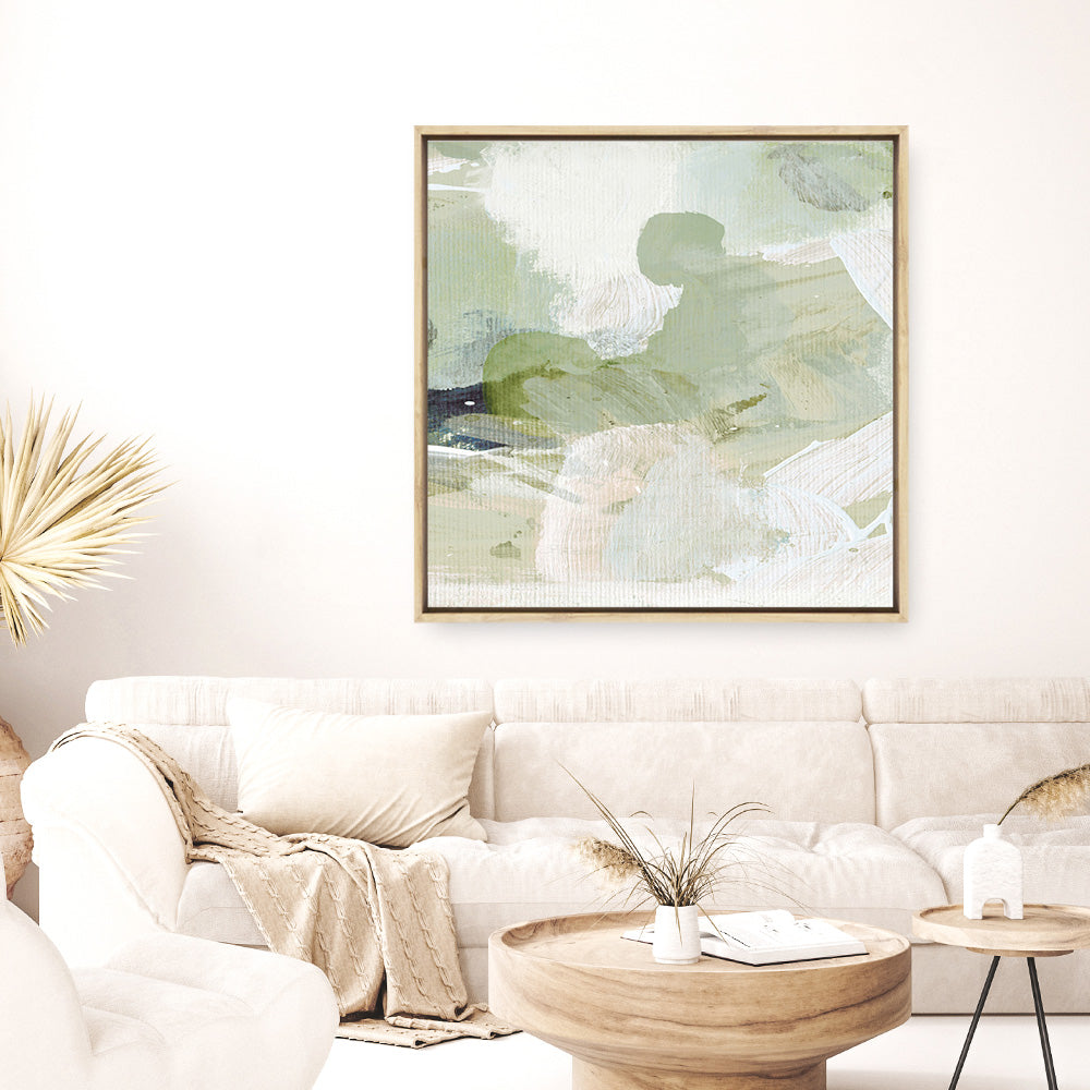 Shop Green 3 (Square) Canvas Print a painted abstract themed framed canvas wall art print from The Print Emporium artwork collection - Buy Australian made fine art painting style stretched canvas prints for the home and your interior decor space, TPE-DH-280-CA-40X40-NF