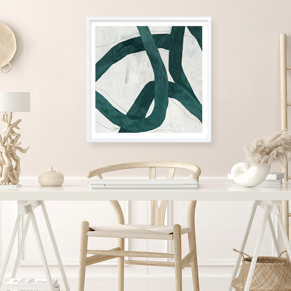 Shop Green Bow I (Square) Art Print a painted abstract themed wall art print from The Print Emporium wall artwork collection - Buy Australian made fine art painting style poster and framed prints for the home and your interior decor room, TPE-PC-PG703-AP