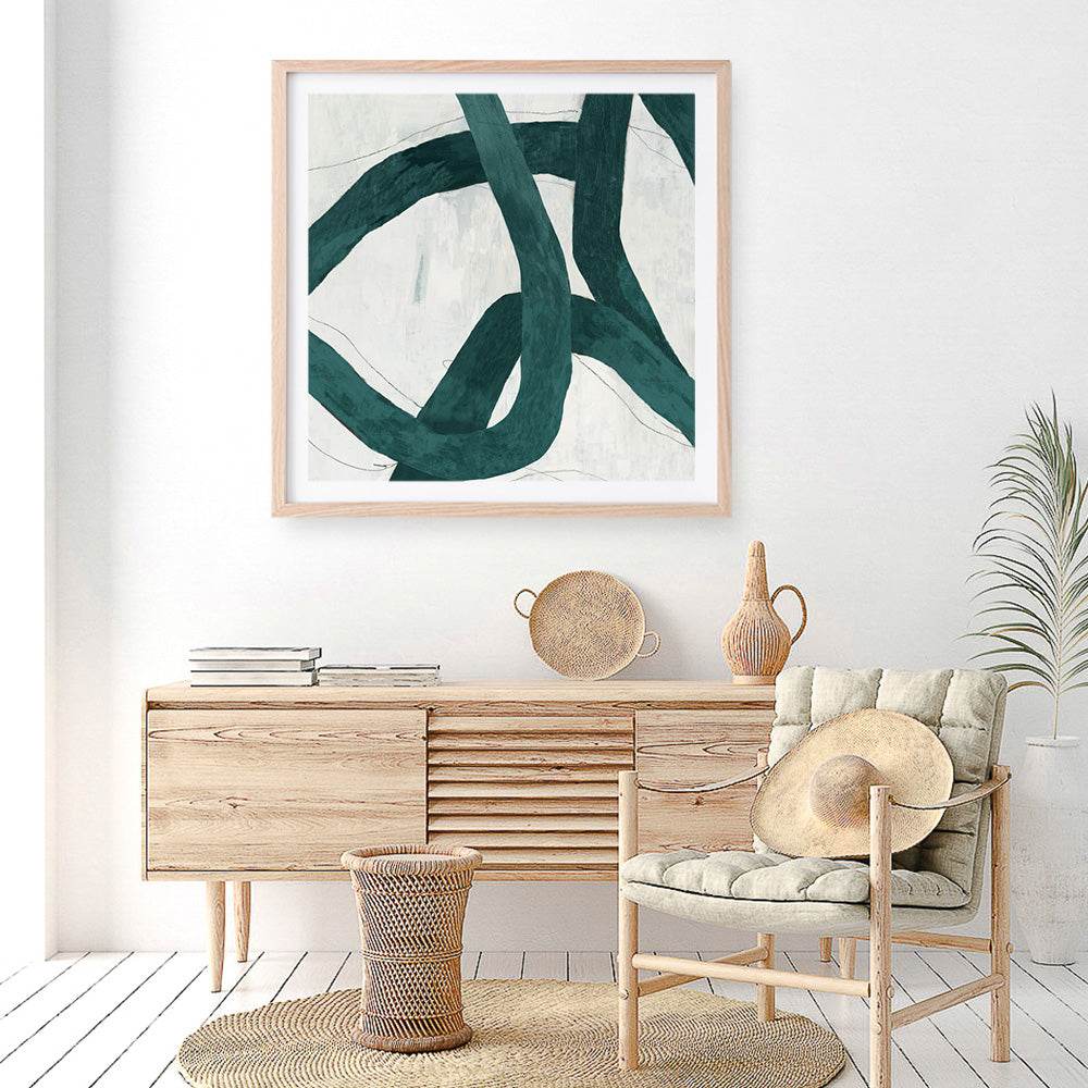Shop Green Bow I (Square) Art Print a painted abstract themed wall art print from The Print Emporium wall artwork collection - Buy Australian made fine art painting style poster and framed prints for the home and your interior decor room, TPE-PC-PG703-AP