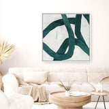 Shop Green Bow I (Square) Canvas Print a painted abstract themed framed canvas wall art print from The Print Emporium artwork collection - Buy Australian made fine art painting style stretched canvas prints for the home and your interior decor space, TPE-PC-PG703-CA-40X40-NF