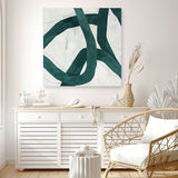 Shop Green Bow I (Square) Canvas Print a painted abstract themed framed canvas wall art print from The Print Emporium artwork collection - Buy Australian made fine art painting style stretched canvas prints for the home and your interior decor space, TPE-PC-PG703-CA-40X40-NF