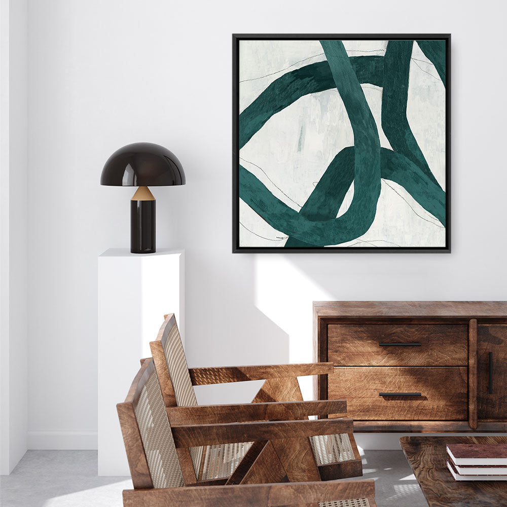 Shop Green Bow I (Square) Canvas Print a painted abstract themed framed canvas wall art print from The Print Emporium artwork collection - Buy Australian made fine art painting style stretched canvas prints for the home and your interior decor space, TPE-PC-PG703-CA-40X40-NF
