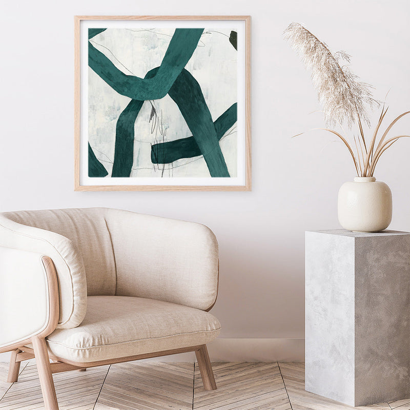 Shop Green Bow II (Square) Art Print a painted abstract themed wall art print from The Print Emporium wall artwork collection - Buy Australian made fine art painting style poster and framed prints for the home and your interior decor room, TPE-PC-PG704-AP