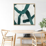 Shop Green Bow II (Square) Canvas Print a painted abstract themed framed canvas wall art print from The Print Emporium artwork collection - Buy Australian made fine art painting style stretched canvas prints for the home and your interior decor space, TPE-PC-PG704-CA-40X40-NF