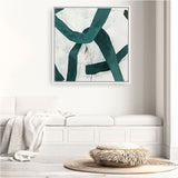 Shop Green Bow II (Square) Canvas Print a painted abstract themed framed canvas wall art print from The Print Emporium artwork collection - Buy Australian made fine art painting style stretched canvas prints for the home and your interior decor space, TPE-PC-PG704-CA-40X40-NF