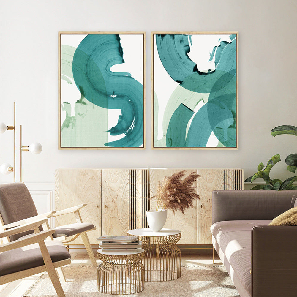 Shop Green Movement I Canvas Print a painted abstract themed framed canvas wall art print from The Print Emporium artwork collection - Buy Australian made fine art painting style stretched canvas prints for the home and your interior decor space, TPE-PC-PI463-CA-35X46-NF