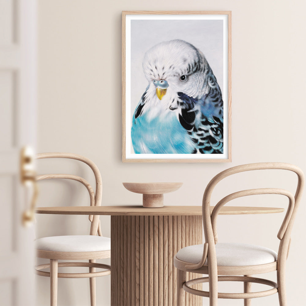 Shop Henry The Budgerigar Art Print a painted bird themed wall art print from The Print Emporium wall artwork collection - Buy Australian made fine art painting style poster and framed prints for the home and your interior decor room, TPE-177-AP