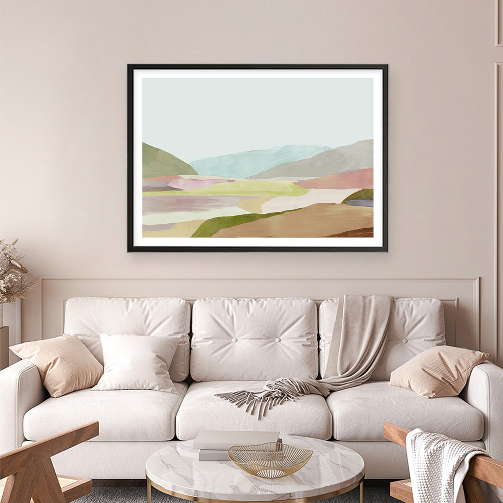 Shop Hills of Light I Art Print a painted abstract themed wall art print from The Print Emporium wall artwork collection - Buy Australian made fine art painting style poster and framed prints for the home and your interior decor room, TPE-PC-RF345-AP