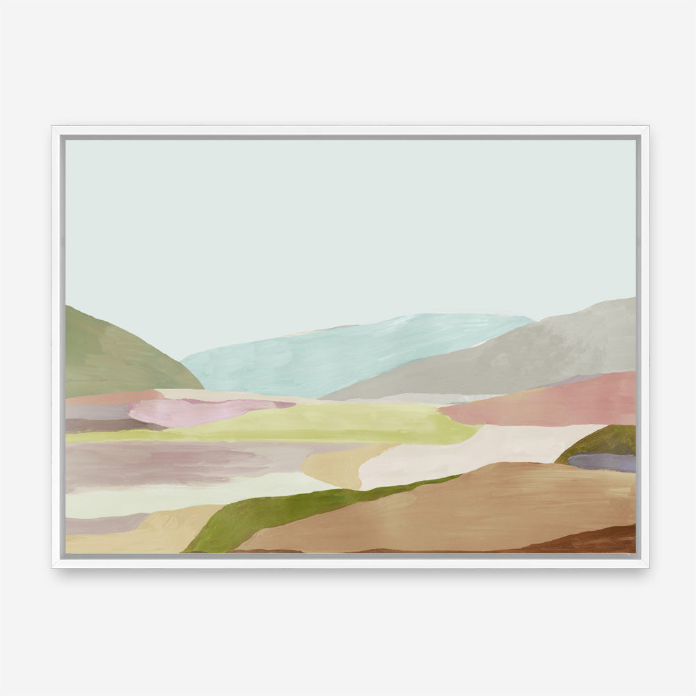 Shop Hills of Light I Canvas Print a painted abstract themed framed canvas wall art print from The Print Emporium artwork collection - Buy Australian made fine art painting style stretched canvas prints for the home and your interior decor space, TPE-PC-RF345-CA-35X46-NF
