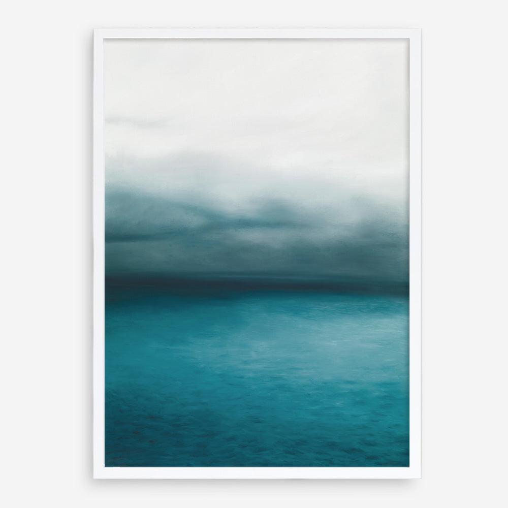 Shop Horizon Art Print a teal aqua abstract toned abstract coastal themed painted wall art print from The Print Emporium wall artwork collection - Buy Australian made fine art painting style poster and framed prints for the home and your interior decor room, TPE-045-AP